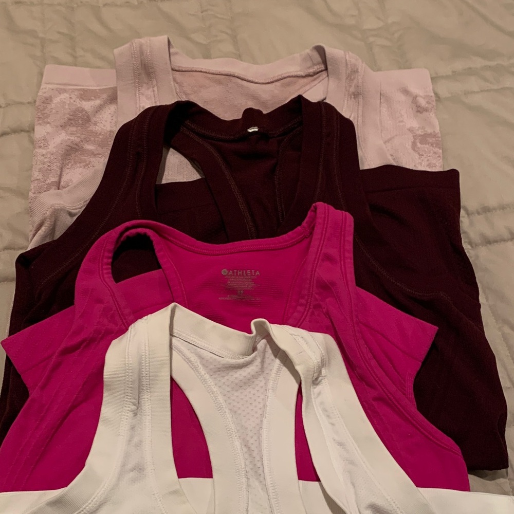 Athleta Tank Tops - Soft Pink, Deep Red, Vibrant Pink, Classic White